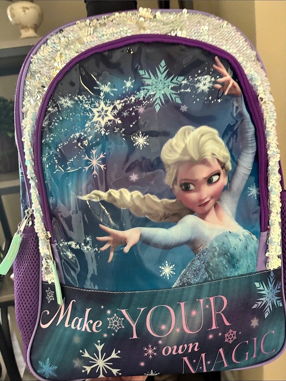 Disney Frozen Elsa Make Your Own Magic Sequin Light Up Backpack